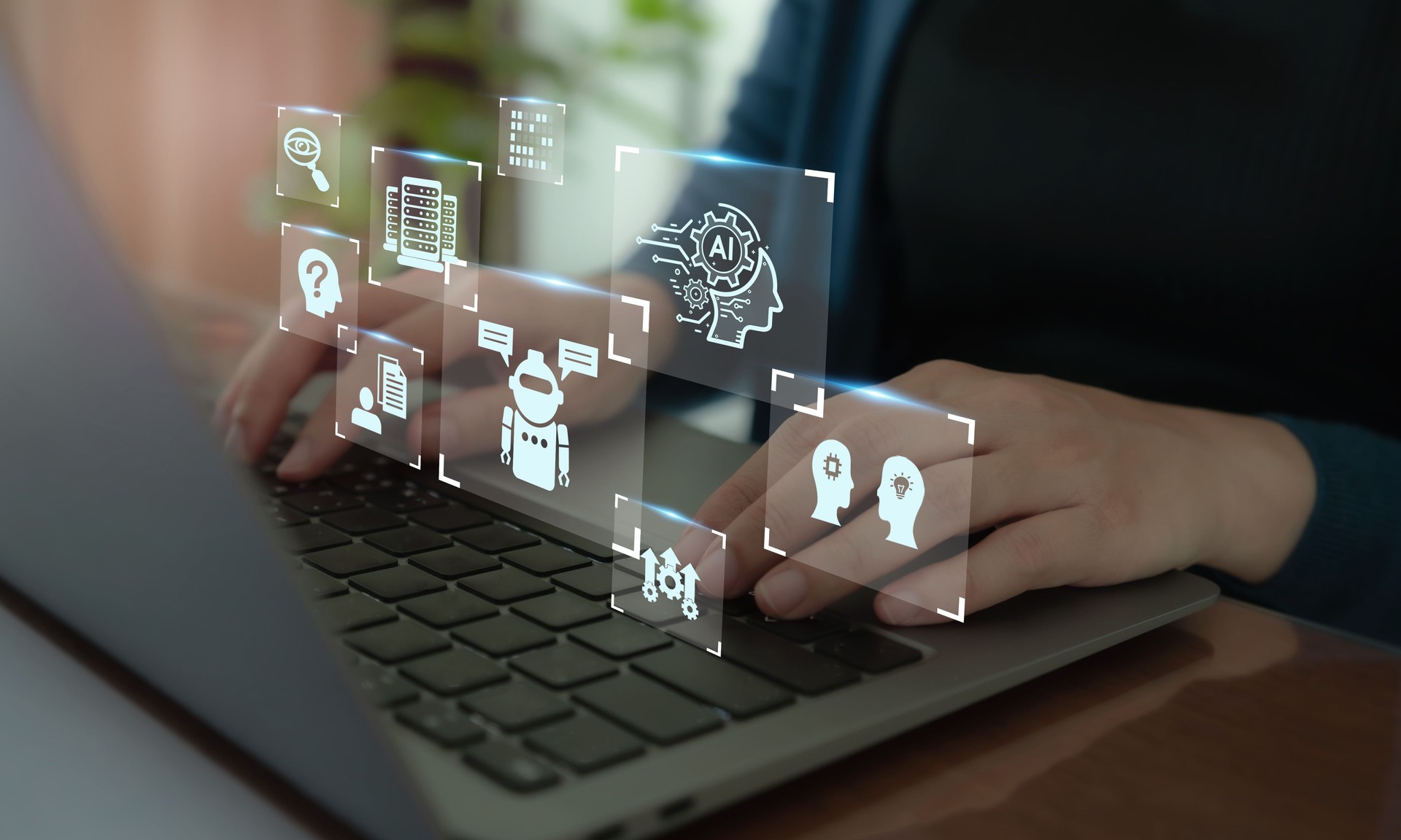 Digital chatting artificial intelligence chatbot. Chatbot, , robot application, conversation assistant concept. AI, Robot application and global connecting. Human feedback learning technology.
